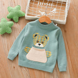 Boys Sweater Kids Cartoon Cute Knitting Sweater Baby Color-Block Crew Neck Kids' Sweater