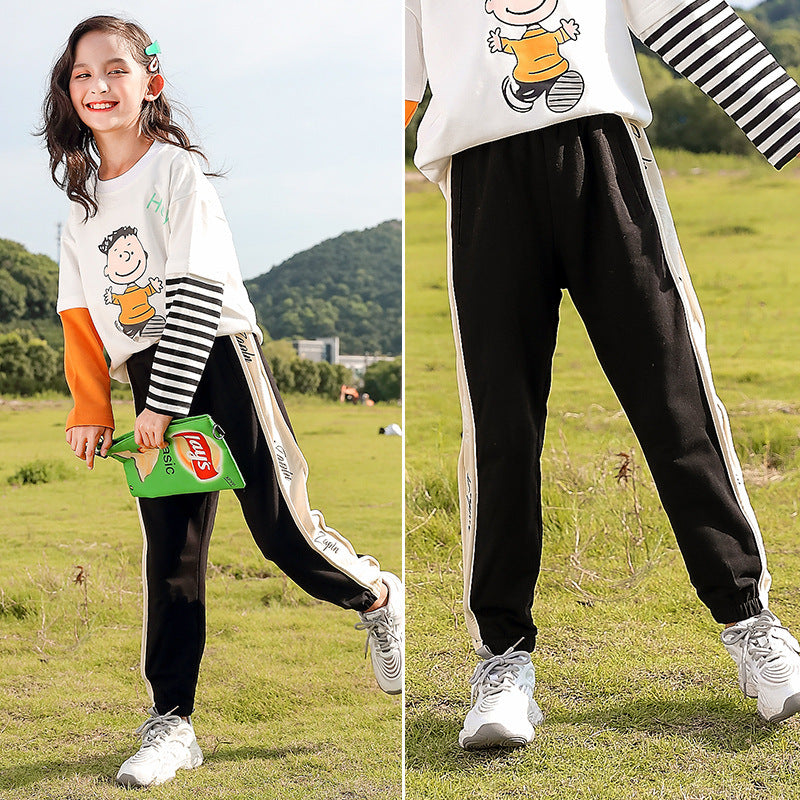 Girls Spring and Autumn Trousers Children Loose Track Pants Girl Spring Clothes