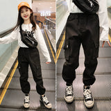 Girls Spring and Autumn Trousers Children Loose Cargo Pants Girl Spring Clothes