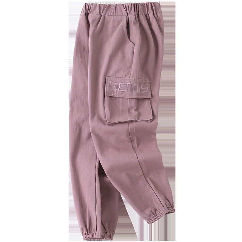 Girls Spring and Autumn Trousers Children Loose Cargo Pants Girl Spring Clothes