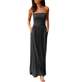 Mauve Dress Summer Tube Top Sleeveless Cold-Shoulder Loose Dress Long Dress