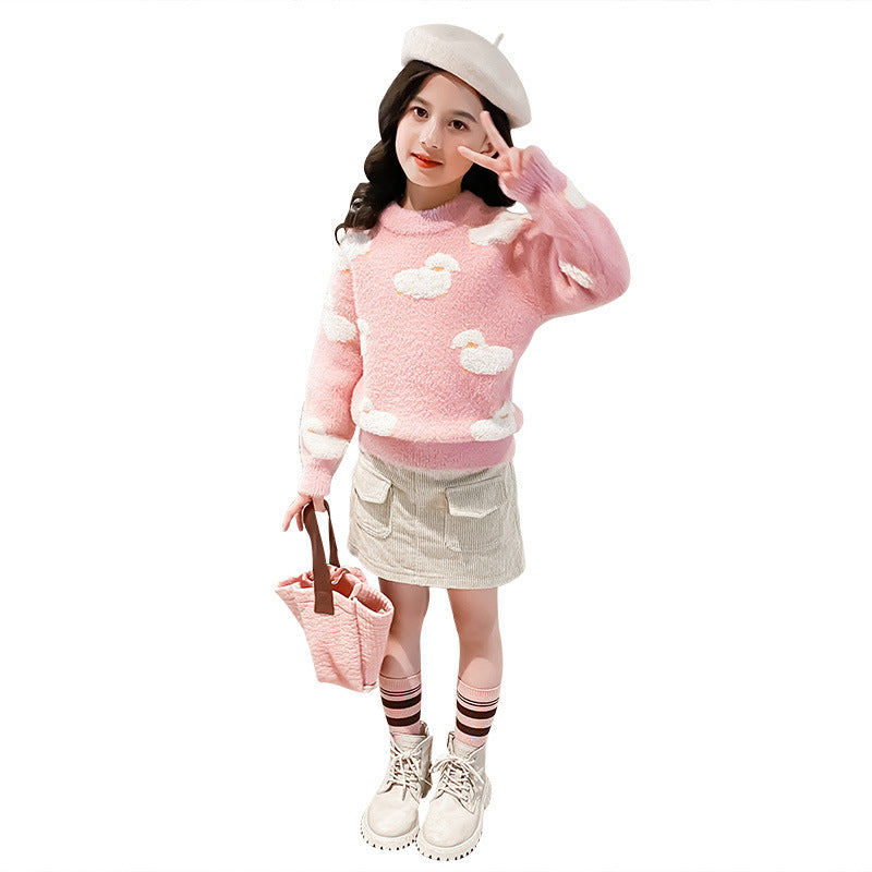 Girl Pullover Sweaters Warm Fashion Pullover Knitting Bottoming Shirt