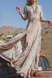 V-neck Mid-Waist Cardigan Cottagecore Aesthetic Long Dress