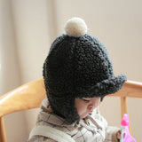 Winter Rompers Autumn and Winter Warm Teddy Bear Plush Earmuffs Hat Baby Peaked Cap