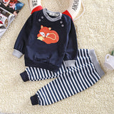 Children Boy Co Ord 2 Piece Set Animal Top Striped Trousers 2 Piece Set