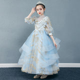 Princess Charlotte Flower Girl Dress Evening Dress Autumn and Winter Model Catwalk Performance Costumes Princess Children's Wedding Dress