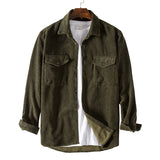 90S Outfits Corduroy Long-Sleeved Shirt Retro Solid Color Men's Shirt