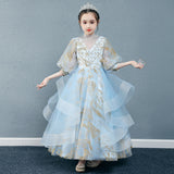 Princess Charlotte Flower Girl Dress Evening Dress Autumn and Winter Model Catwalk Performance Costumes Princess Children's Wedding Dress