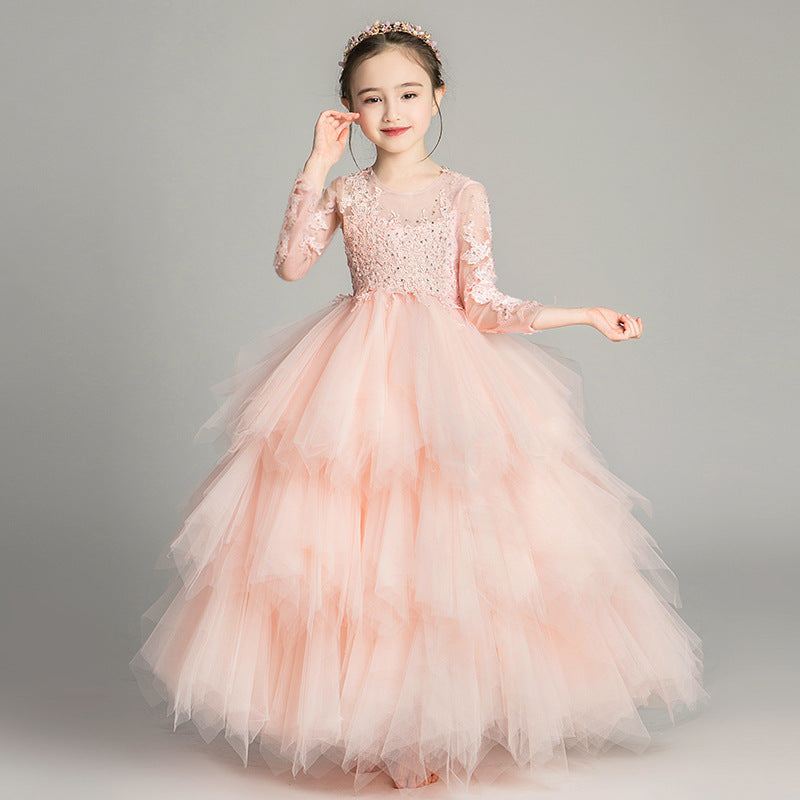 Princess Charlotte Flower Girl Dress Princess Wedding  Children Girl Evening Dress Little Host Costume for Piano Performance