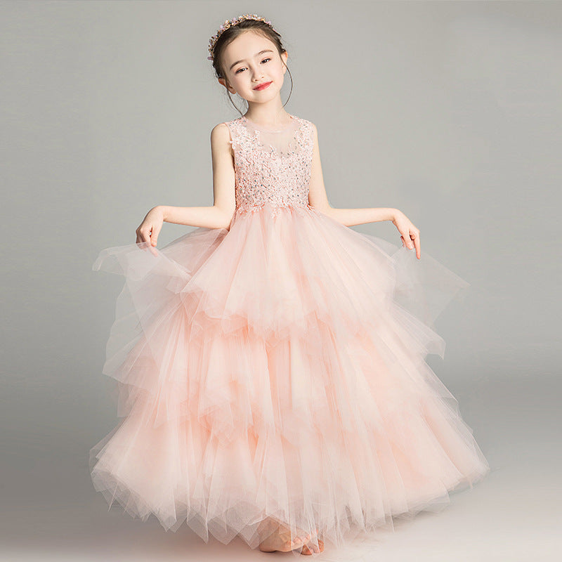 Princess Charlotte Flower Girl Dress Princess Wedding  Children Girl Evening Dress Little Host Costume for Piano Performance