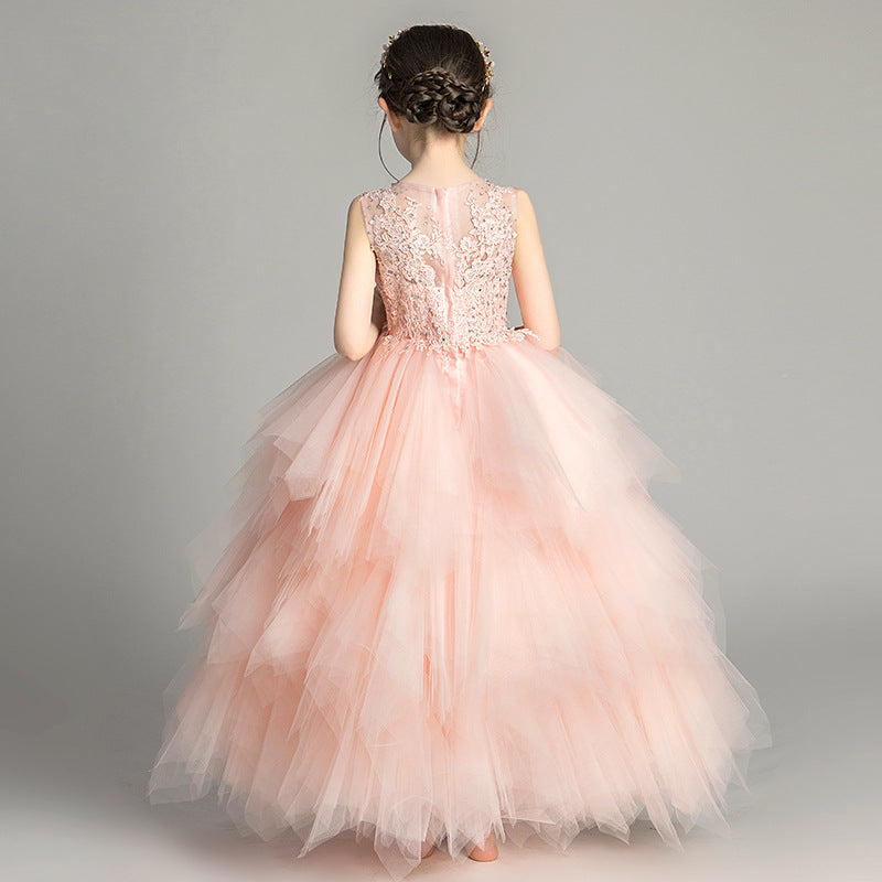Princess Charlotte Flower Girl Dress Princess Wedding  Children Girl Evening Dress Little Host Costume for Piano Performance