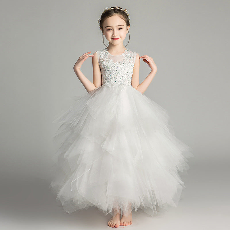 Princess Charlotte Flower Girl Dress Princess Wedding  Children Girl Evening Dress Little Host Costume for Piano Performance