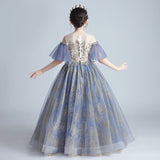 Princess Charlotte Flower Girl Dress Model Catwalk Host Costume for Piano Performance Wedding Children Princess Dress