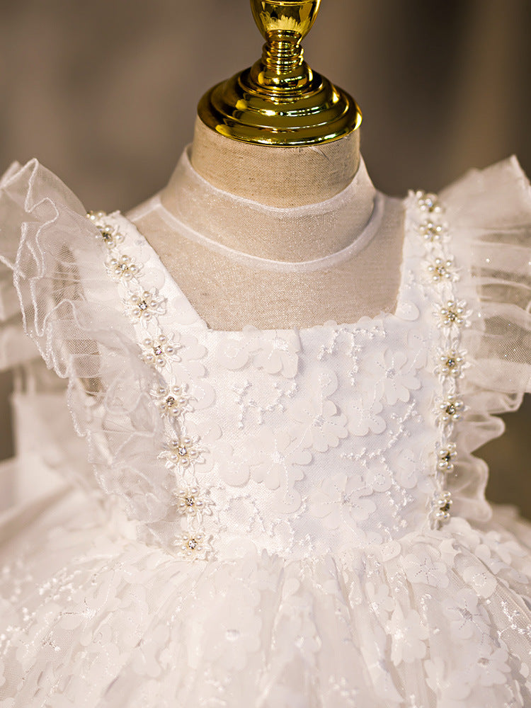 Princess Charlotte Flower Girl Dress White Summer Children's  Birthday Dress