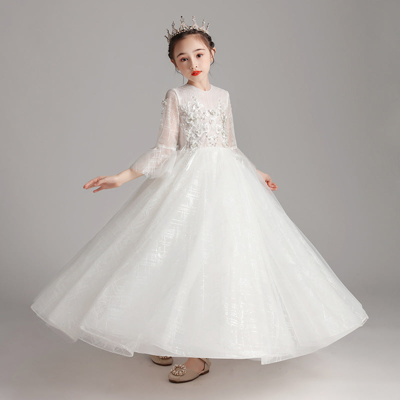 Princess Charlotte Flower Girl Dress Evening Gown Wedding Dress for Children Host Performance Costume Birthday