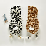 Winter Rompersins Winter Infant Warm Plush Leopard Print Jumpsuit Thickened Rompers Hooded