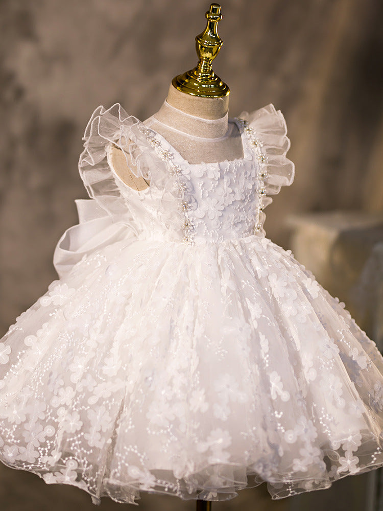 Princess Charlotte Flower Girl Dress White Summer Children's  Birthday Dress