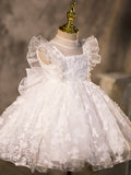 Princess Charlotte Flower Girl Dress White Summer Children's  Birthday Dress