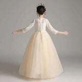 Princess Charlotte Flower Girl Dress Wedding Winter Performance Champagne Long Host Children Princess Dress