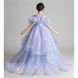 Princess Charlotte Flower Girl Dress Trailing Children's Birthday Catwalk Dress Host Performance Costume