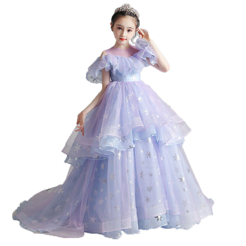 Princess Charlotte Flower Girl Dress Trailing Children's Birthday Catwalk Dress Host Performance Costume