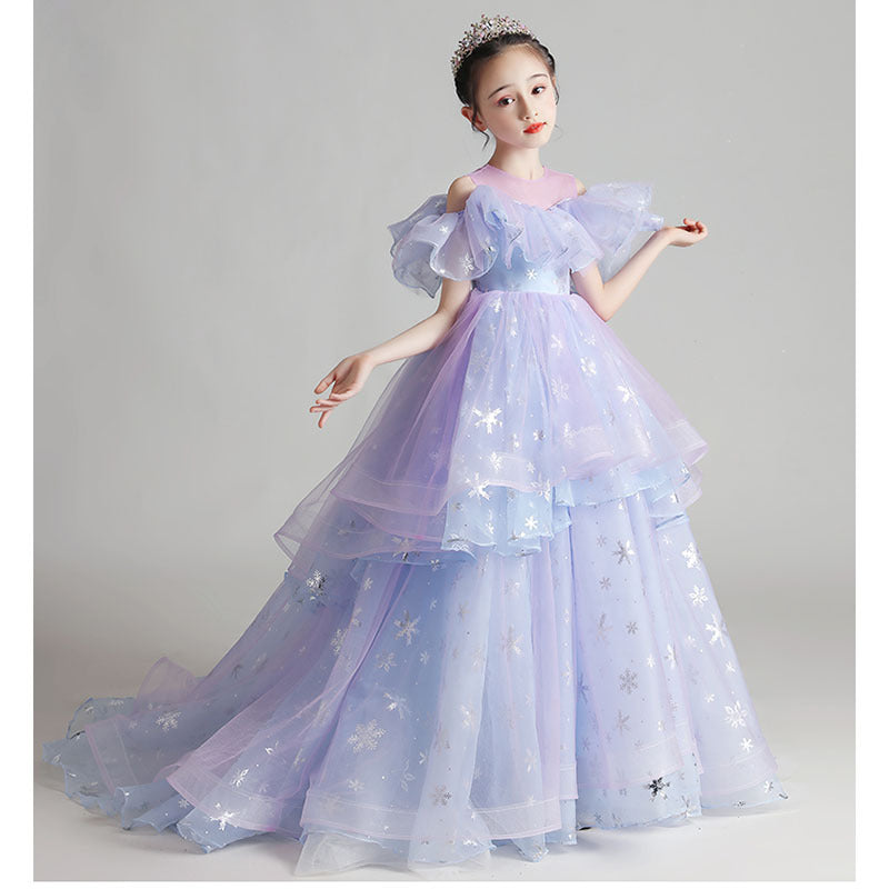 Princess Charlotte Flower Girl Dress Trailing Children's Birthday Catwalk Dress Host Performance Costume