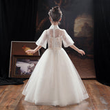 Princess Charlotte Flower Girl Dress Girls' Wedding Dress Model Catwalk Costume for Piano Performance Birthday Gift Children Dress