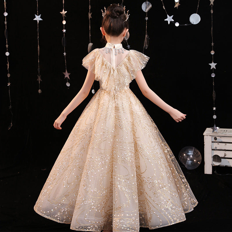 Princess Charlotte Flower Girl Dress Host Evening Dress Children's Catwalk Performance Costume Birthday Princess Dress Autumn