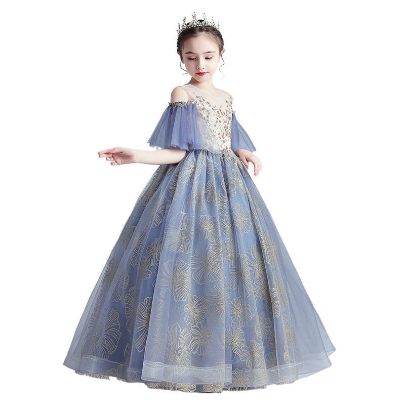 Princess Charlotte Flower Girl Dress Model Catwalk Host Costume for Piano Performance Wedding Children Princess Dress