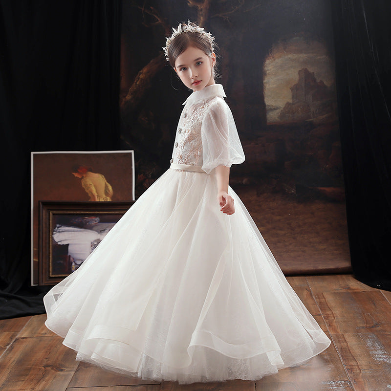 Princess Charlotte Flower Girl Dress Girls' Wedding Dress Model Catwalk Costume for Piano Performance Birthday Gift Children Dress