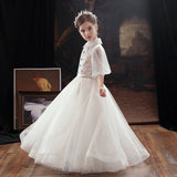 Princess Charlotte Flower Girl Dress Girls' Wedding Dress Model Catwalk Costume for Piano Performance Birthday Gift Children Dress