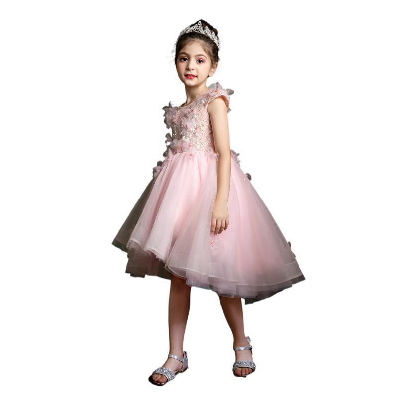 Princess Charlotte Flower Girl Dress Princess Dress Autumn Pink Bridesmaid Birthday Piano Violin Costume