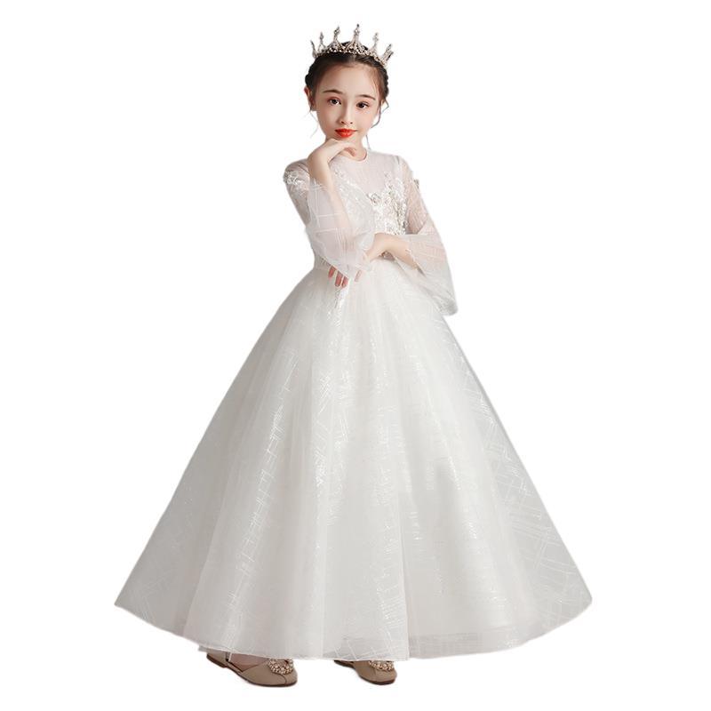 Princess Charlotte Flower Girl Dress Evening Gown Wedding Dress for Children Host Performance Costume Birthday