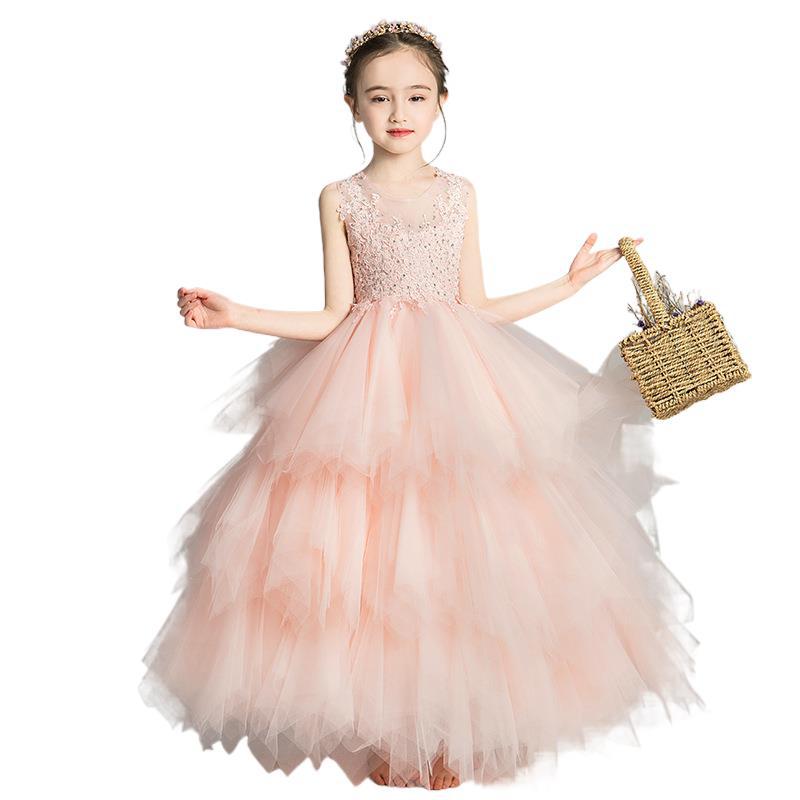 Princess Charlotte Flower Girl Dress Princess Wedding  Children Girl Evening Dress Little Host Costume for Piano Performance