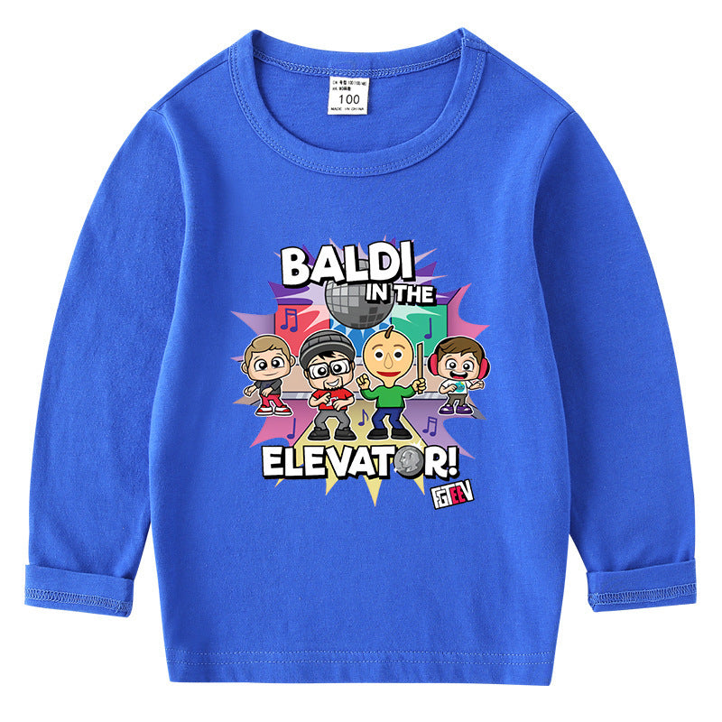 Fgteev Children's Cotton T-shirt Round Neck Base Long Sleeve Shirt