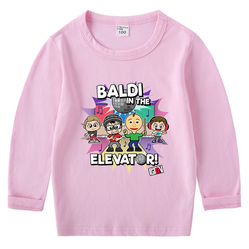 Fgteev Children's Cotton T-shirt Round Neck Base Long Sleeve Shirt