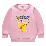 Children Pokemon Pikachu Hoodie Fleece-Lined Baby Sweater Double-Layer Thickened Coat Top