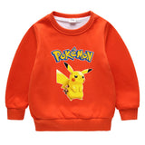 Children Pokemon Pikachu Hoodie Fleece-Lined Baby Sweater Double-Layer Thickened Coat Top