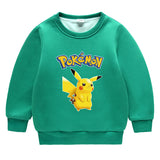 Children Pokemon Pikachu Hoodie Fleece-Lined Baby Sweater Double-Layer Thickened Coat Top