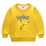 Children Pokemon Pikachu Hoodie Fleece-Lined Baby Sweater Double-Layer Thickened Coat Top