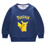 Children Pokemon Pikachu Hoodie Fleece-Lined Baby Sweater Double-Layer Thickened Coat Top