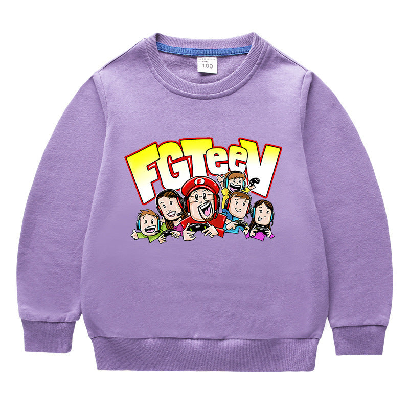 Fgteev Round Neck Sweater Children's Long Sleeve Top
