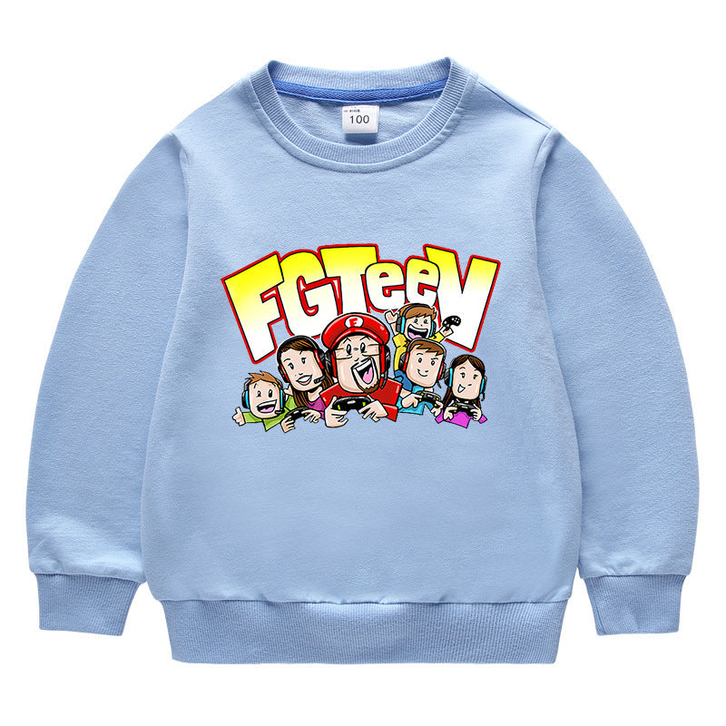 Fgteev Round Neck Sweater Children's Long Sleeve Top