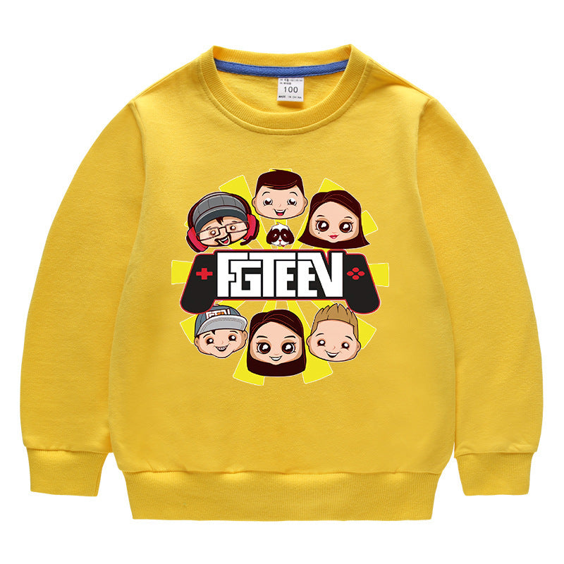Fgteev Round Neck Sweater Children's Long Sleeve Top