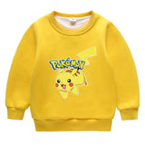 Children Pokemon Pikachu Hoodie Fleece-Lined Pikachu Sweater Double-Layer Thickened Coat Top