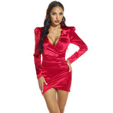 Homecoming Dresses Tight Sexy V-neck Spring and Autumn Long Sleeve Party Dress