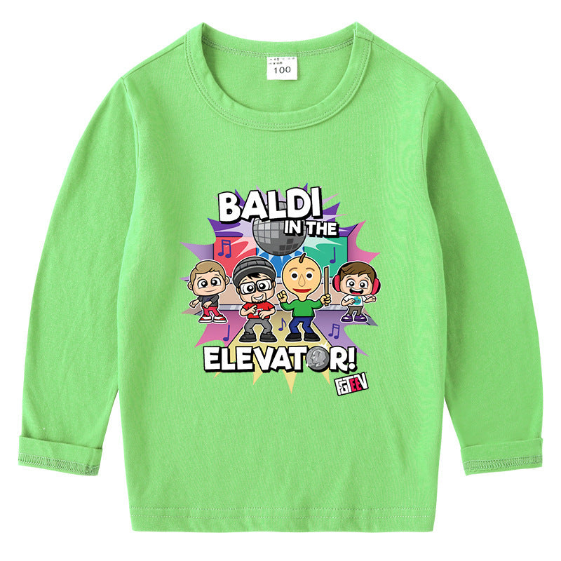 Fgteev Children's Cotton T-shirt Round Neck Base Long Sleeve Shirt