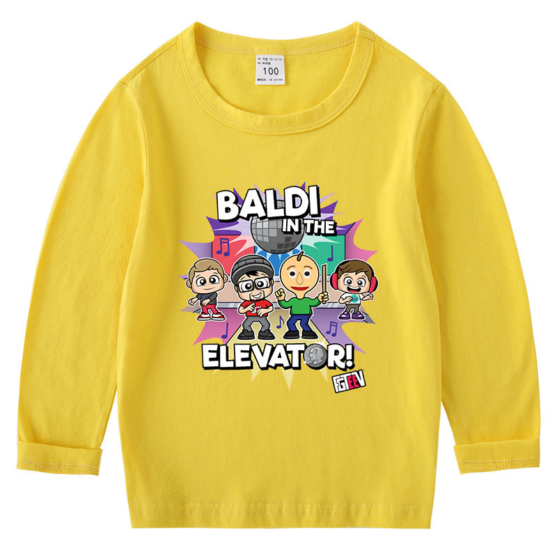Fgteev Children's Cotton T-shirt Round Neck Base Long Sleeve Shirt