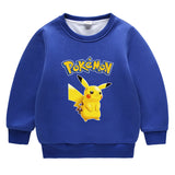 Children Pokemon Pikachu Hoodie Fleece-Lined Baby Sweater Double-Layer Thickened Coat Top