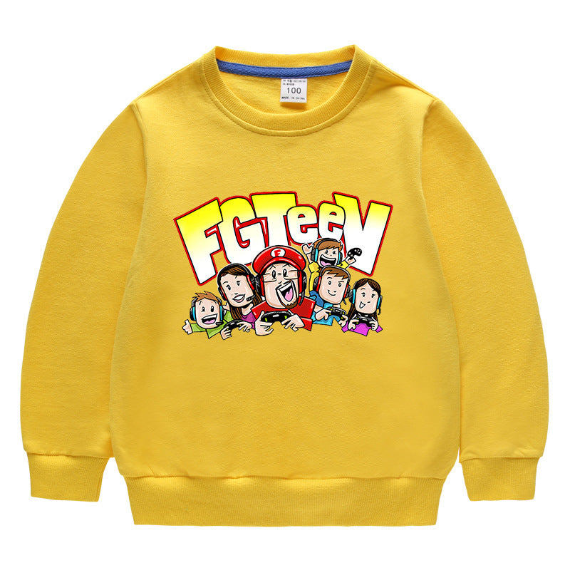 Fgteev Round Neck Sweater Children's Long Sleeve Top
